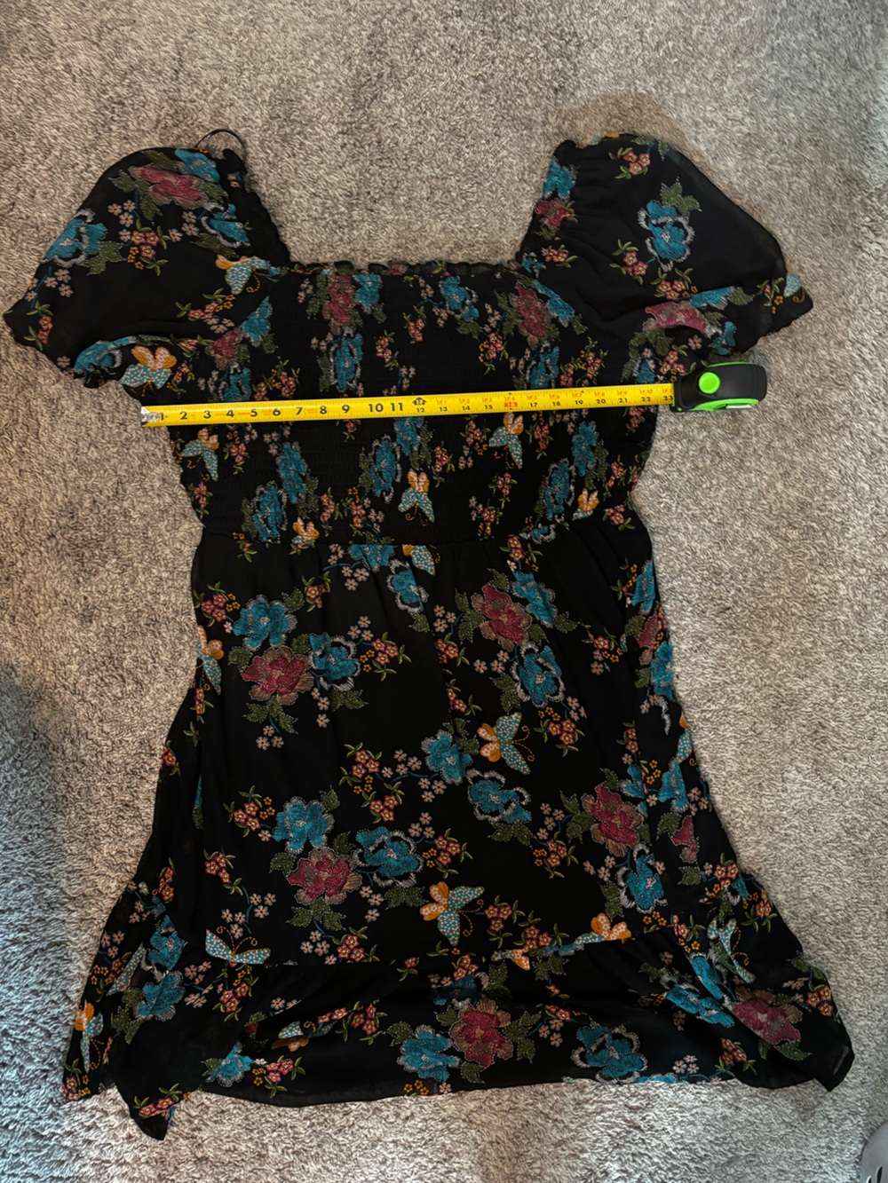 Lauren Conrad Black dress with blue and red floral print size 2x - Picture 7 of 9